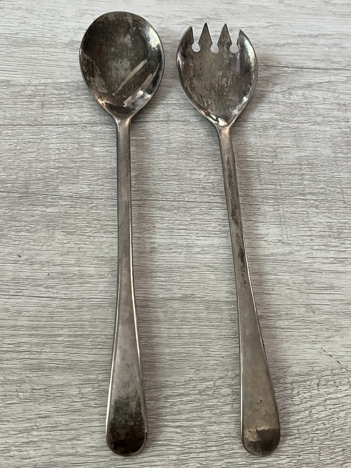Vintage Silver Plated Salad Tongs 9.5in Made in Italy