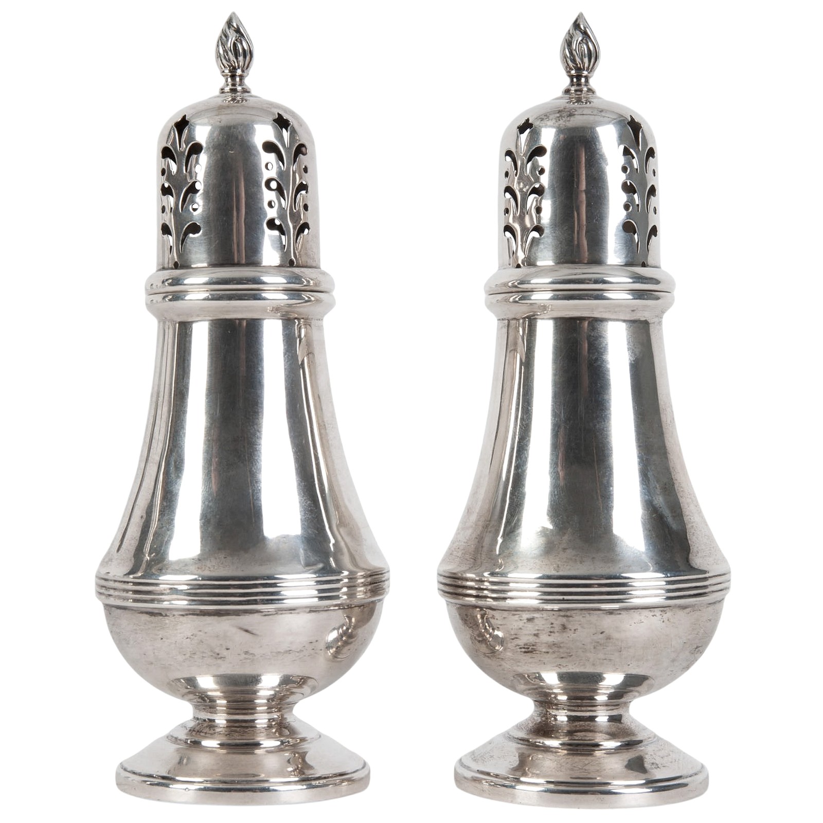 A pair of silver salt and pepper shakers, Henry Clifford Davis, UK, 1957
