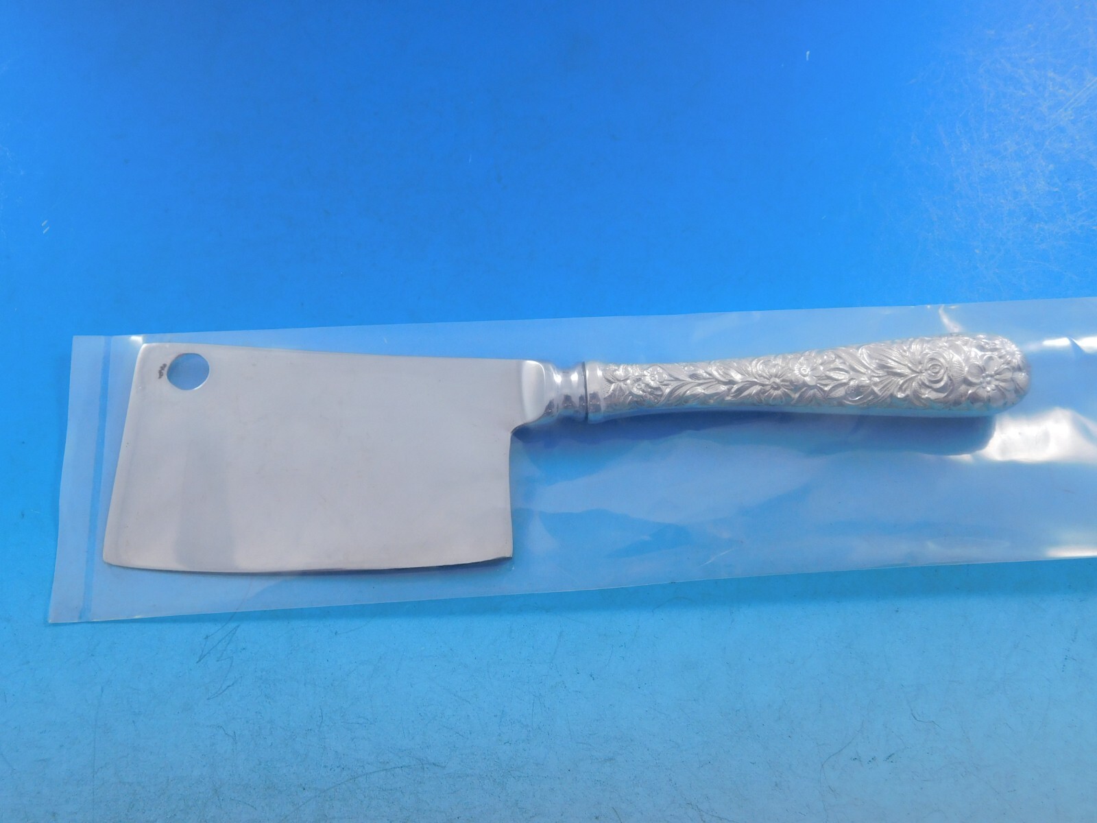 Repousse by Kirk Sterling Silver Cheese Cleaver HH w/Stainless Custom 6 7/8″