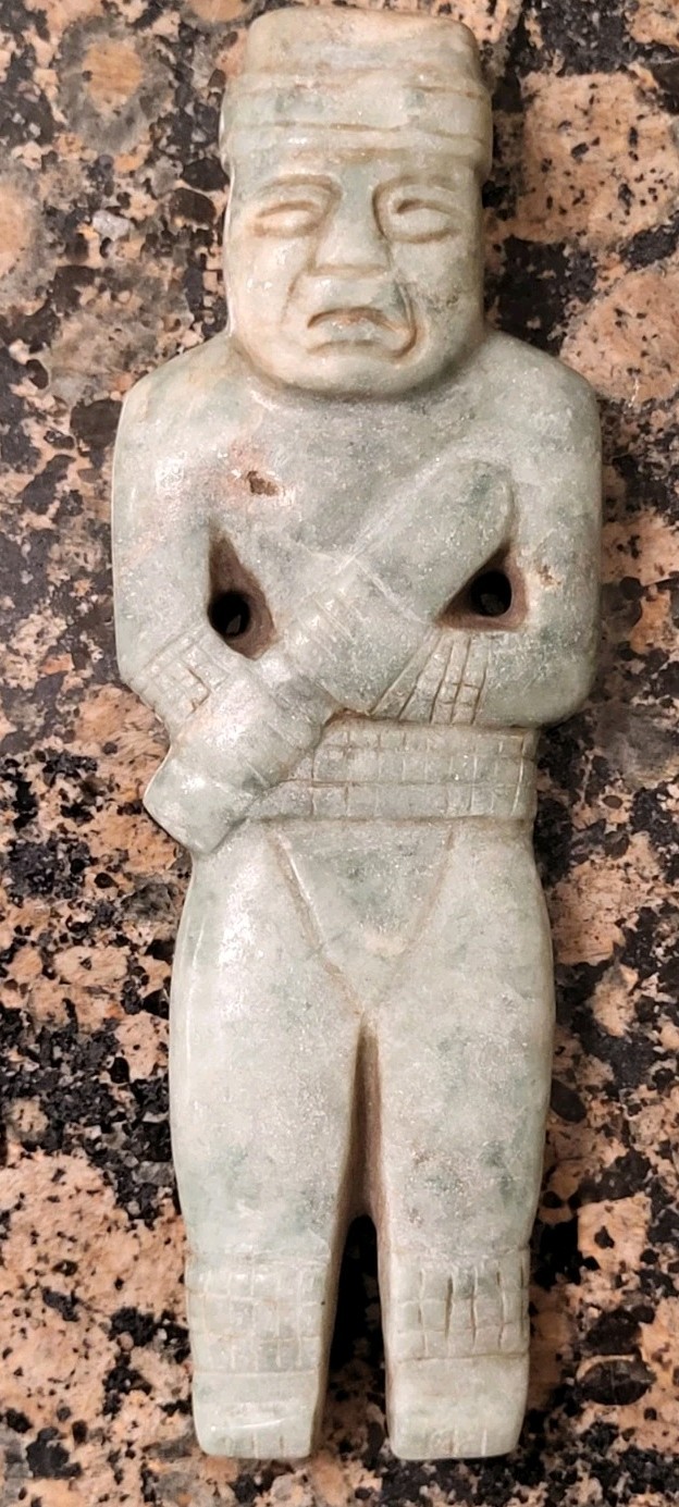 Pre-Columbian Olmec Jade Ruler / Warrior Figure 7.5 inch COA included