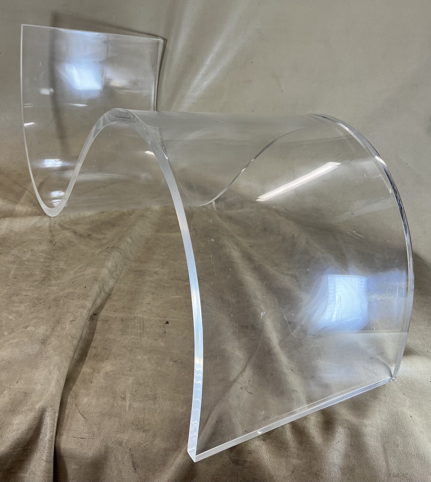 Vintage Charles Hollis? Lucite 37” Coffee Table Base S Snake Wave Design MCM