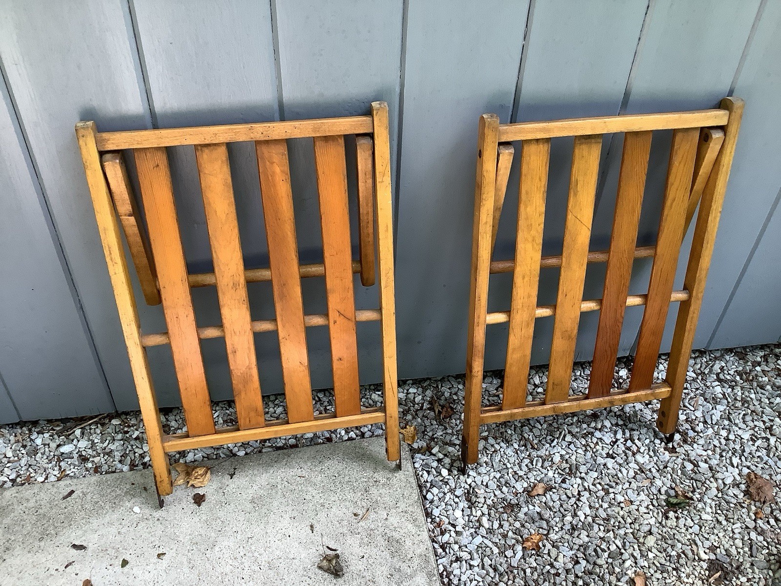 Vintage Wood Folding Chair Leg Rest Rare Pair- 2 Leg Rests – For Wood Chair