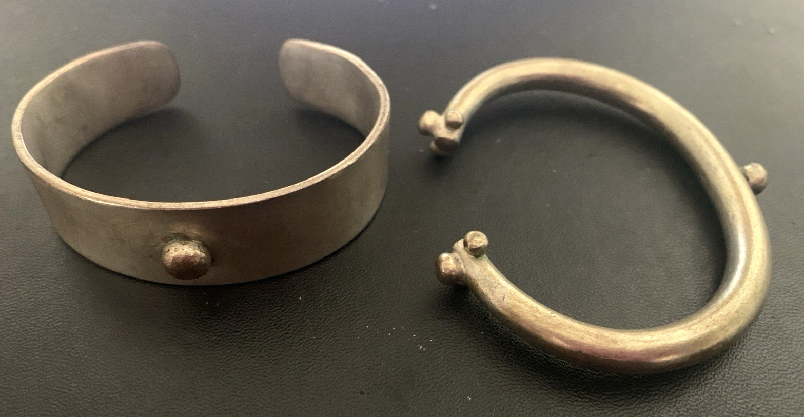 Antique West African Manilla Currency Bracelets Heavy Metal Iron Nigeria A Pair