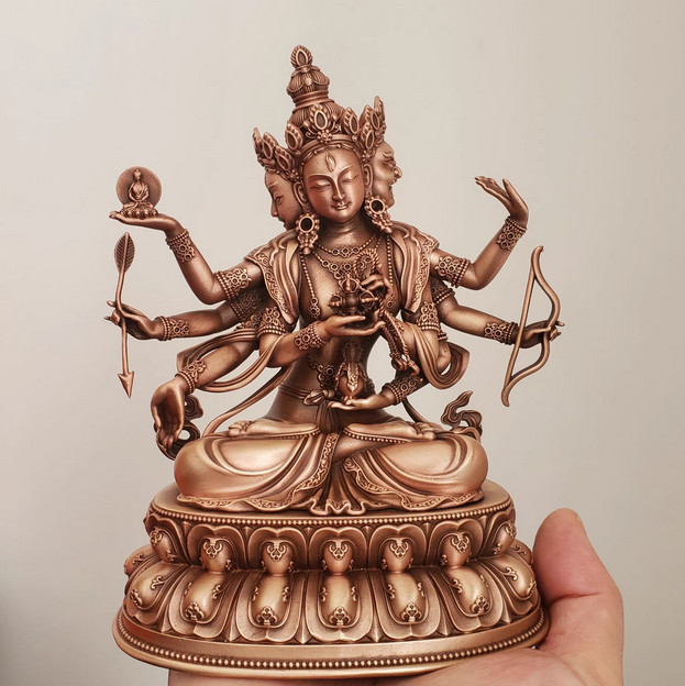 15CM Tibet Ushnishavijaya Goddess Mother Buddha Copper Statue