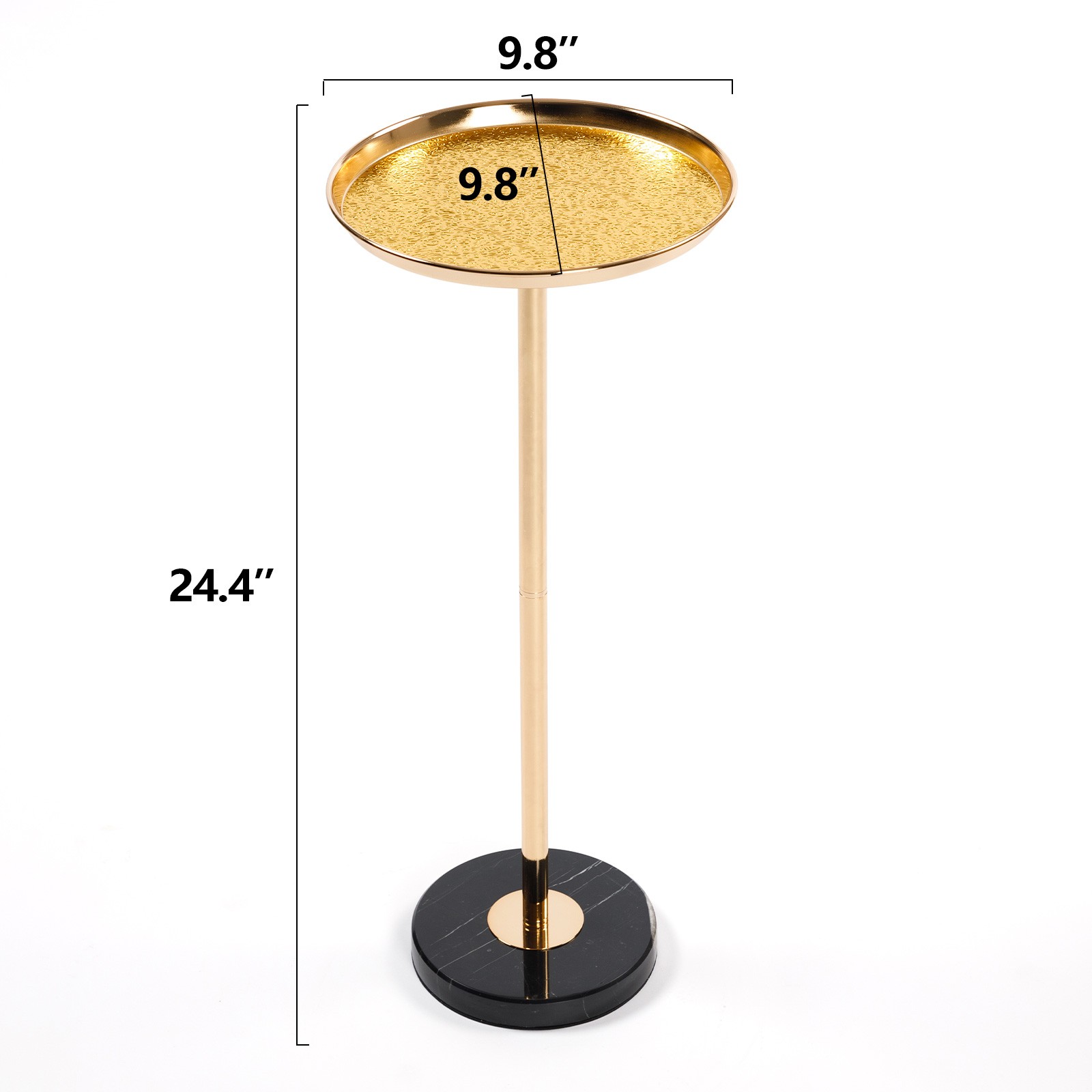 2Pcs Adjustable Side Table Small Tea Martini Table for Display and Storage Gold