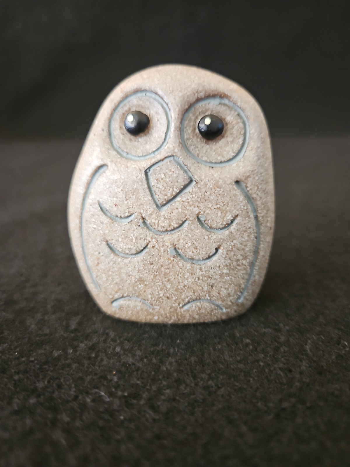 Faux Stone Owl Figurine Textured Resin Sand Finish – Rustic Animal Decor