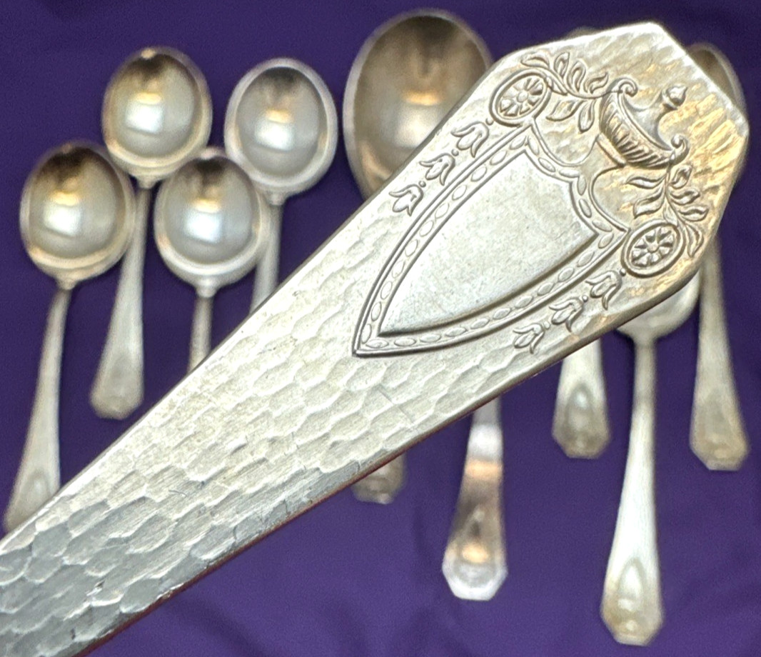 1916 HERALDIC Silverplate 1 Ladle 5 Gumbo 1 Casserole 3 Tablespoons 1847 Rogers