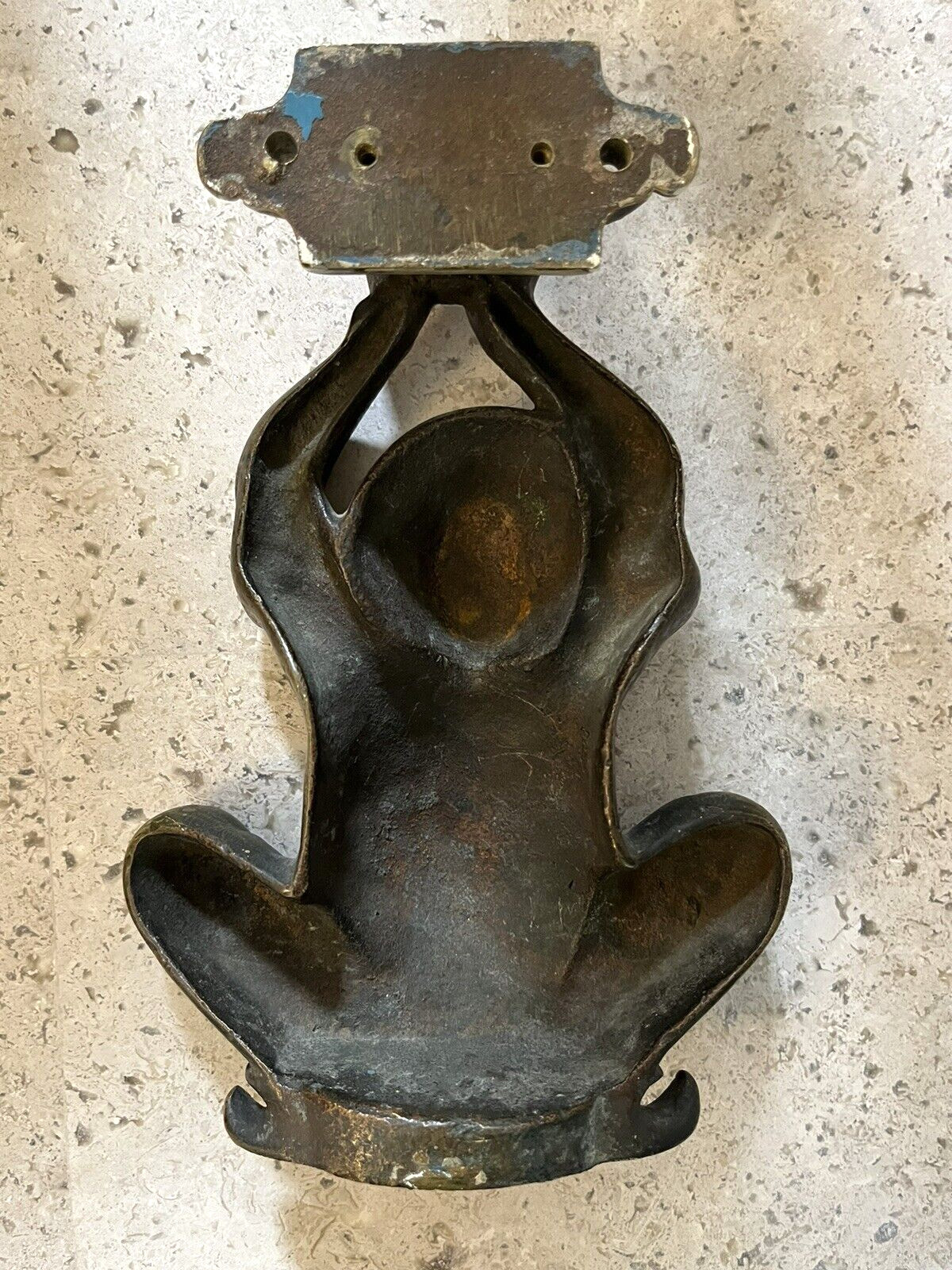 8″ ANTIQUE c.1883 VICTORIAN CHINESE JESTER ARCHITECTURAL SALVAGE DOORKNOCKER