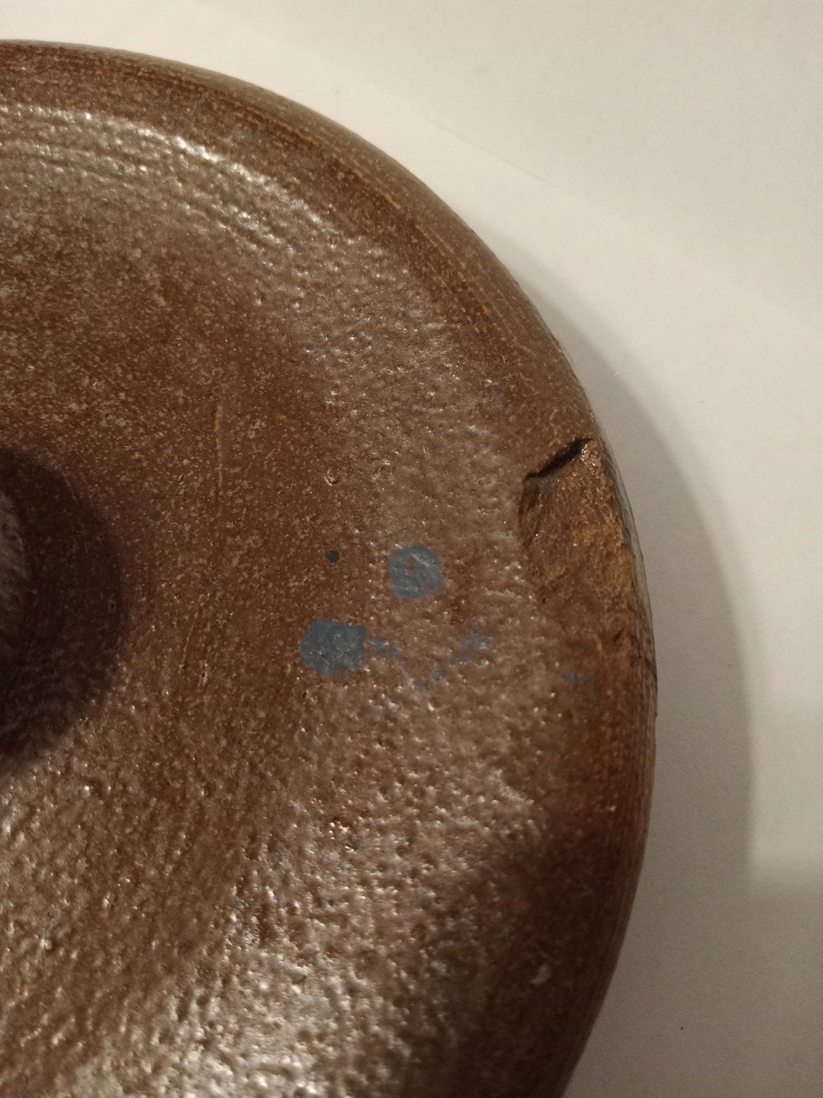 Antique Primitive Brown Stoneware Crock Lid 5 3/4 Inches