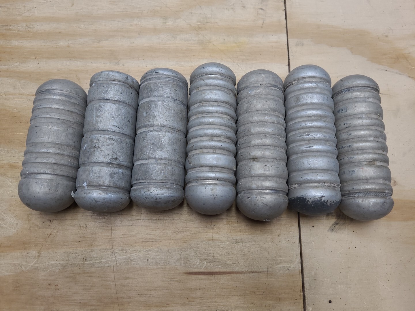 Aluminum Fishing Net Floats Lot Of 7 Vtg Fisherman Fresh Ocean Tools Buoy Art