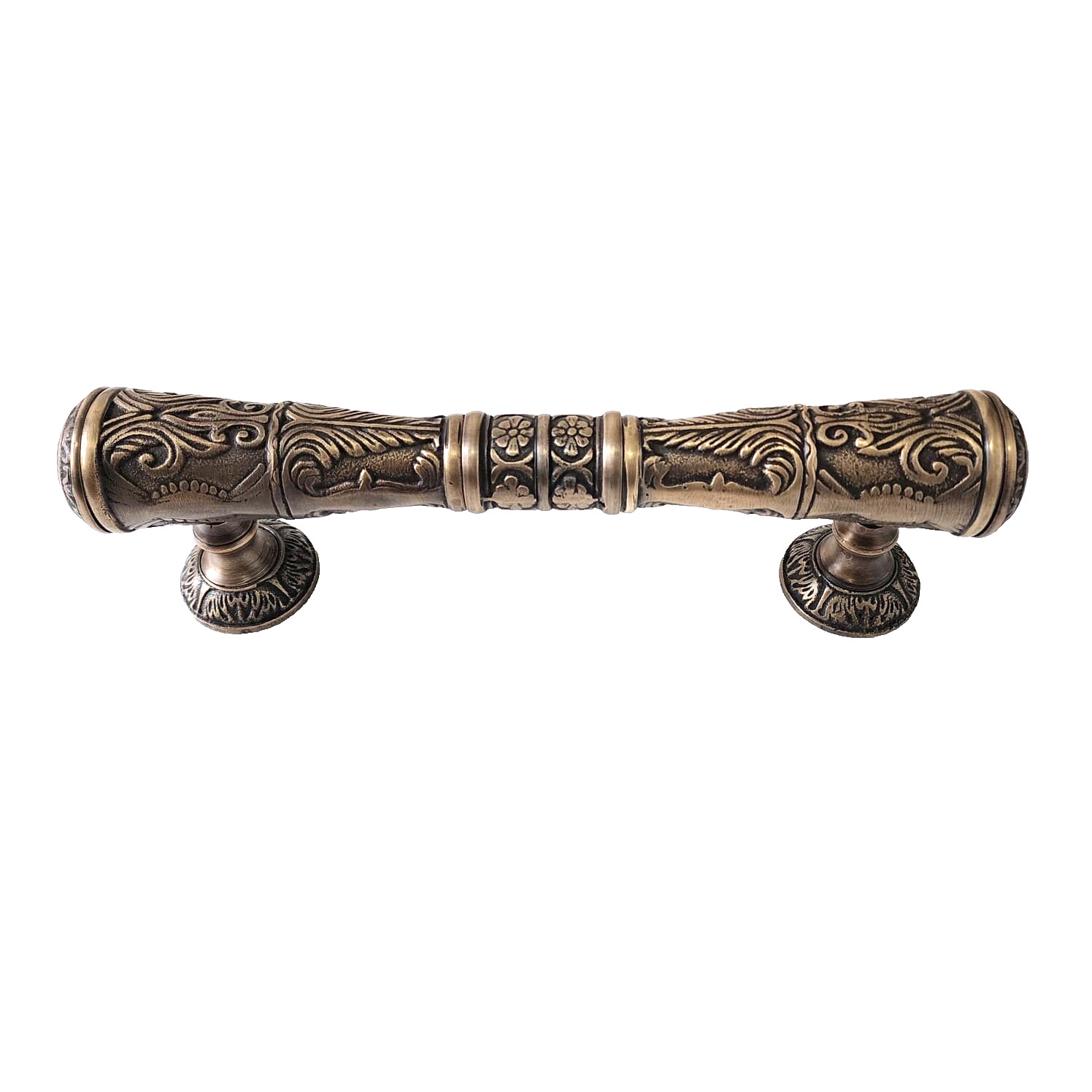large DOOR handle pull 32 cm solid engraved 100% brass aged old style 13 “