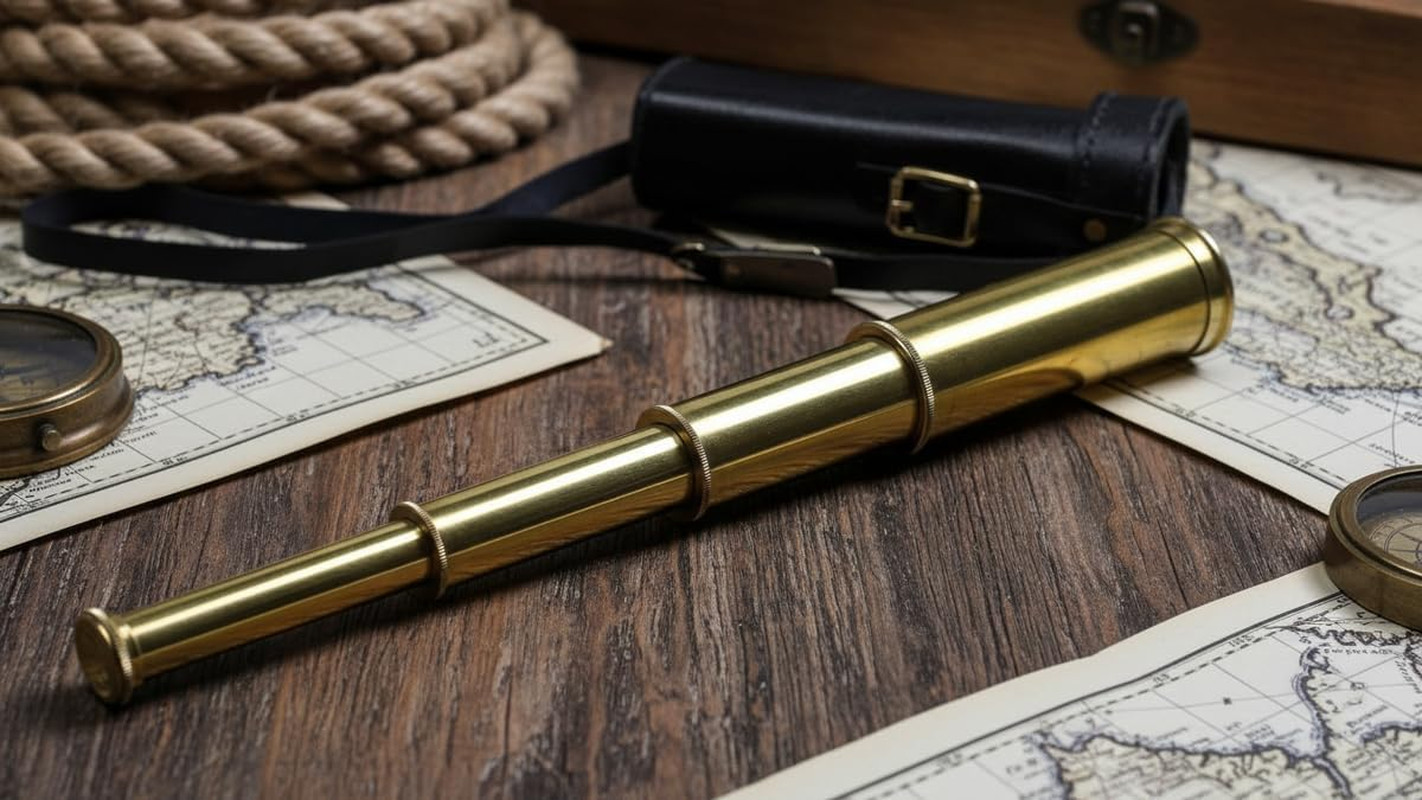 15″ Solid Brass Handheld Telescope – Pirate Spyglass with Black Leather Case Rus