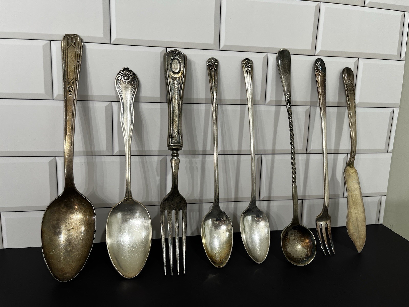 Vintage Silver Plated Silverware Mixed Lot Of 8 Pieces Beautiful Designs 7”-8”