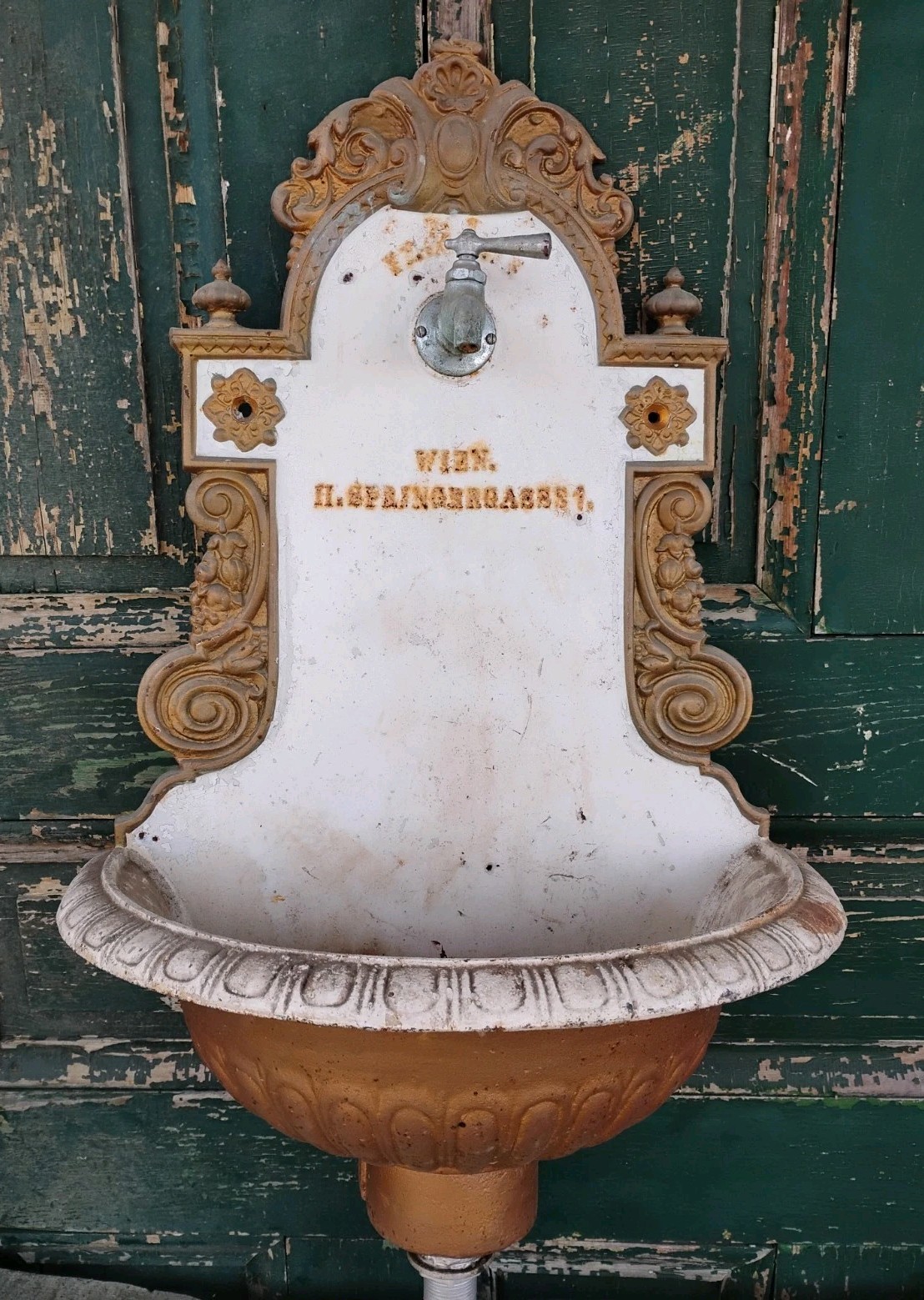 Antique Cast Iron Wall Fountain Austrian Garden