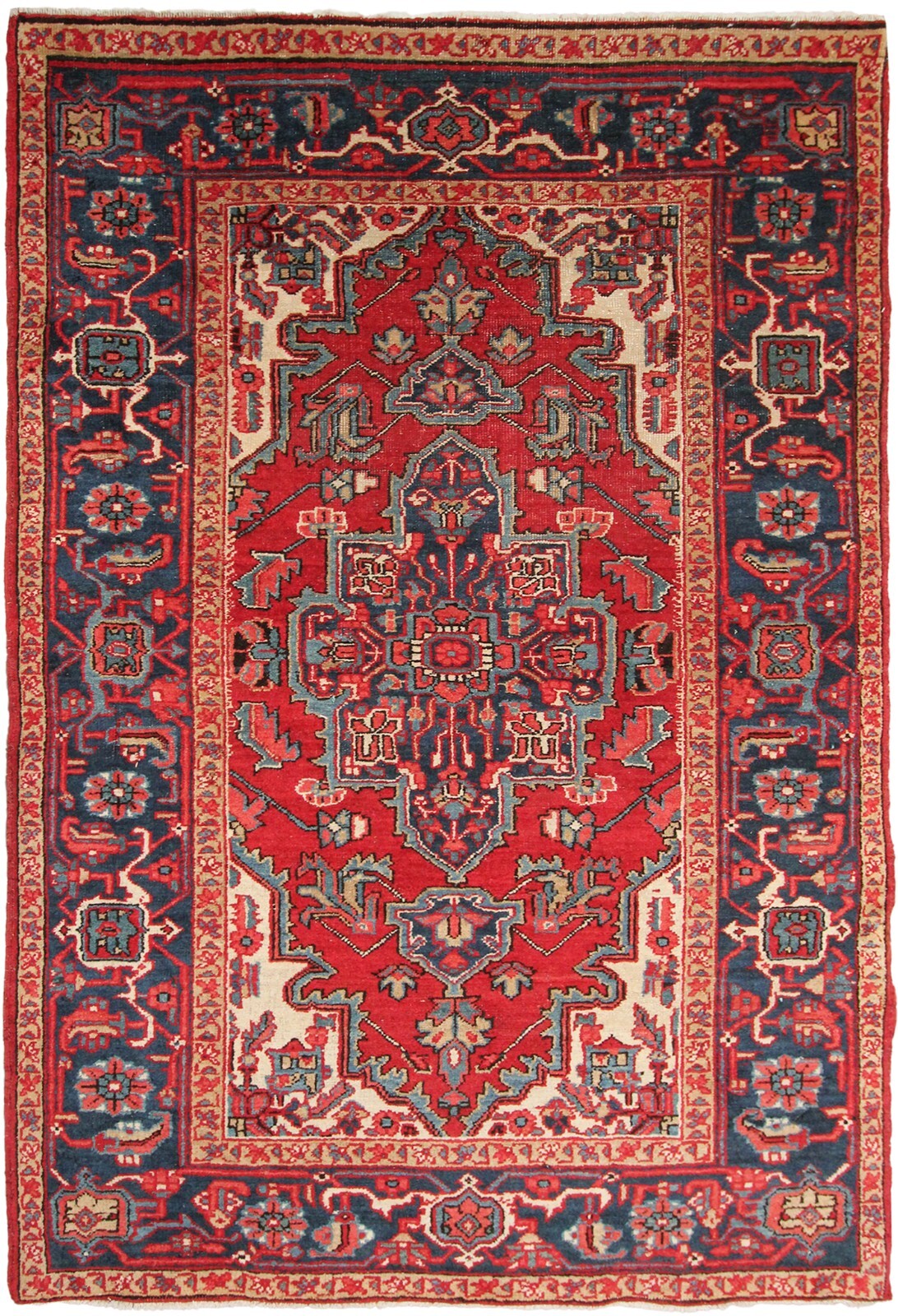 4×5 Antique Handmade Traditional High Quality Area Rug 107cm x 160cm c.1920