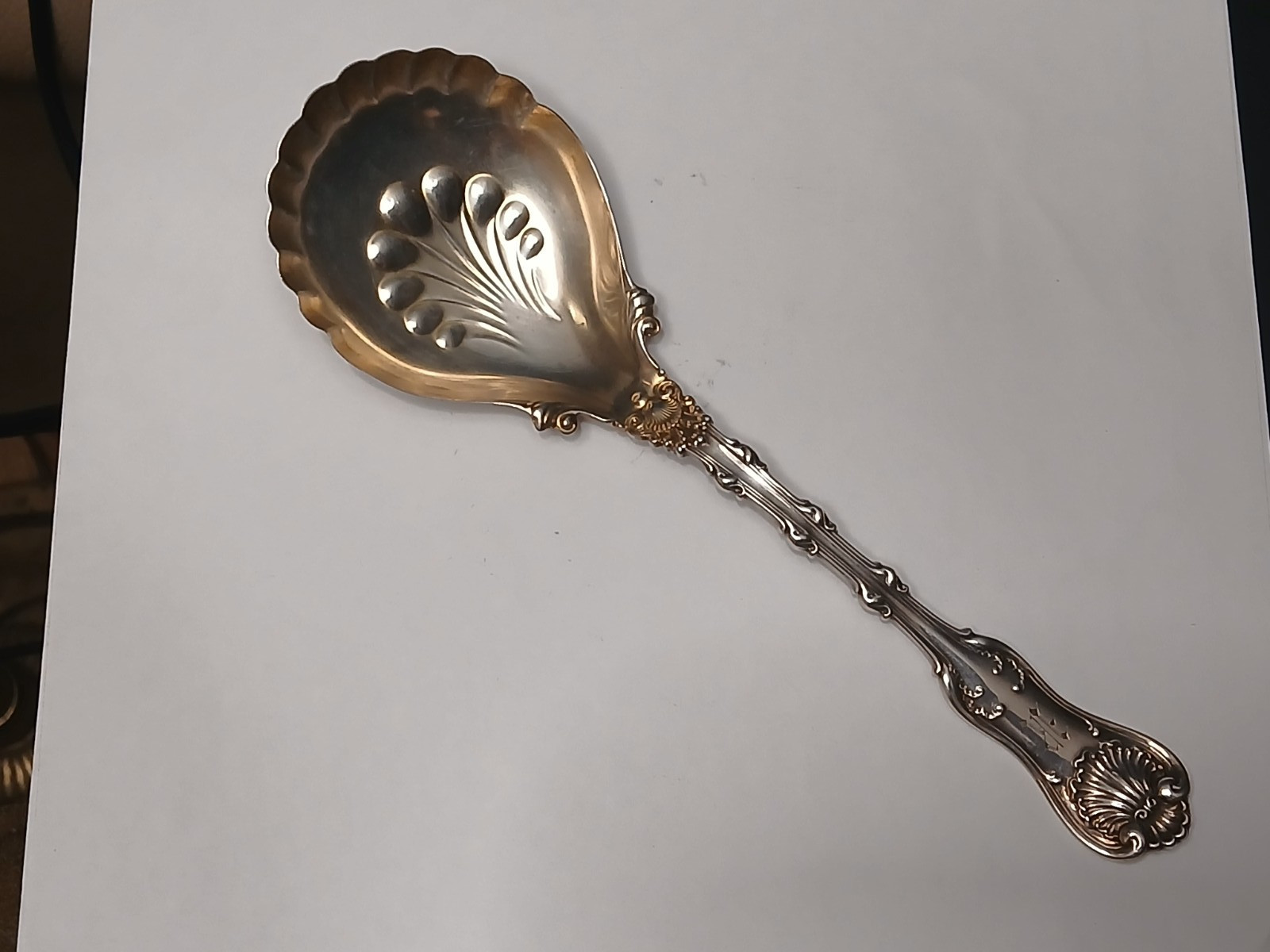 Magnificent Fancy Sterling Silver Whiting Serving Spoon. Fully Hallmarked
