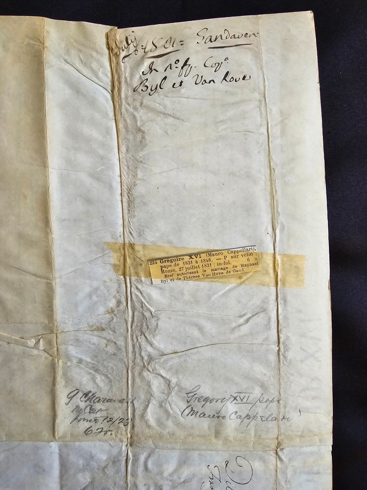 1831 Papal Breve – Gregory XVI — Marriage Dispensation Diocese of Ghent, Belgium