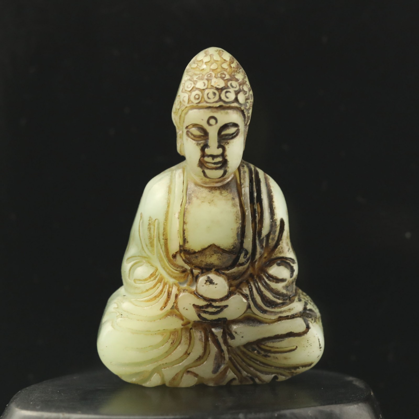 China Natural Jade Hand Carved Statue dragon buddha pendant n