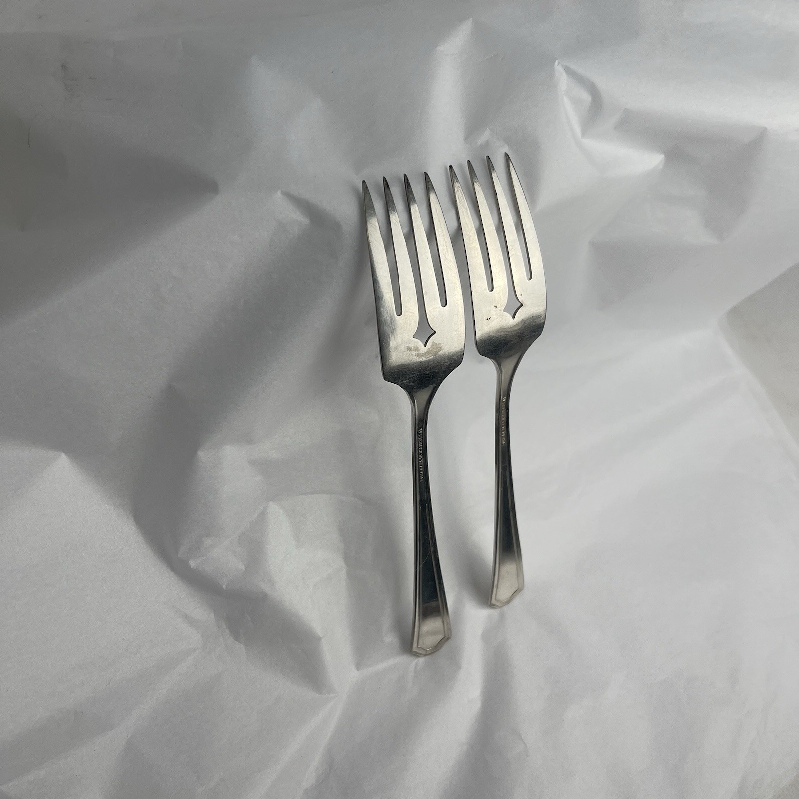 2 Pc Vernon Silver Plate Forks Flatware Silverware Antique