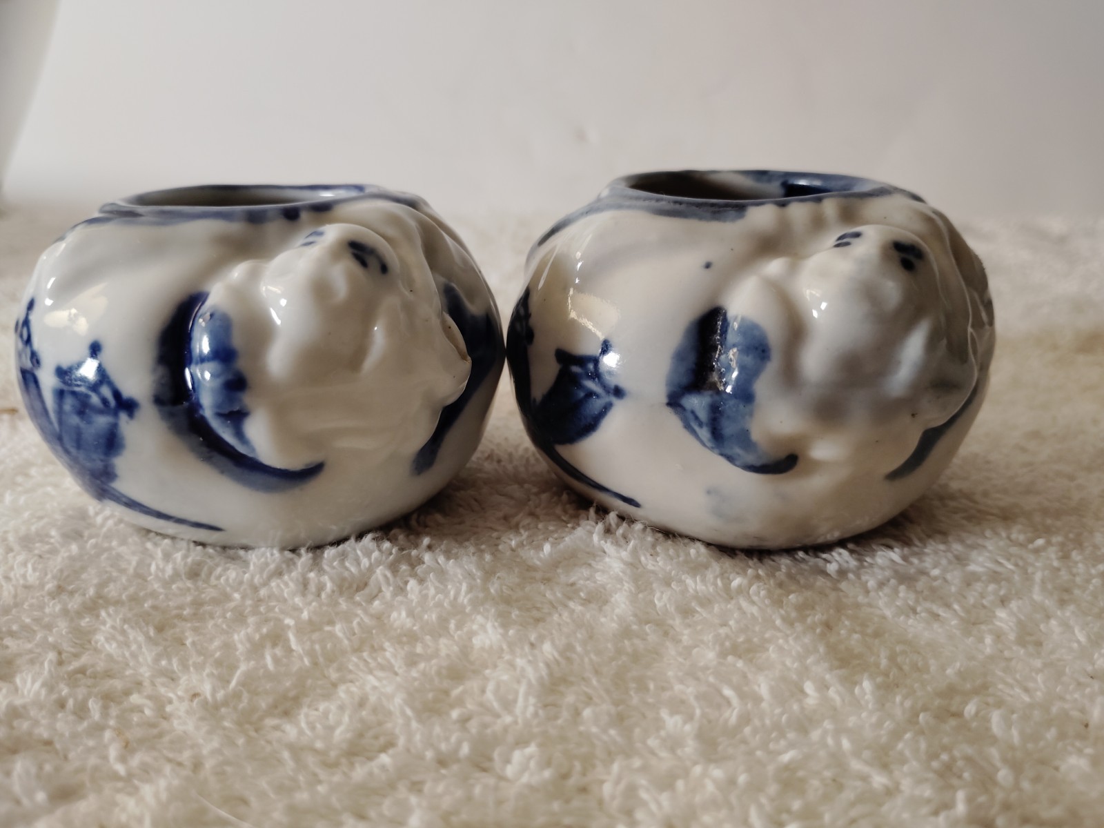 Chinese Blue & White ‘Climbing Boys’ Water Coupes, Late Qing / Republic Period.