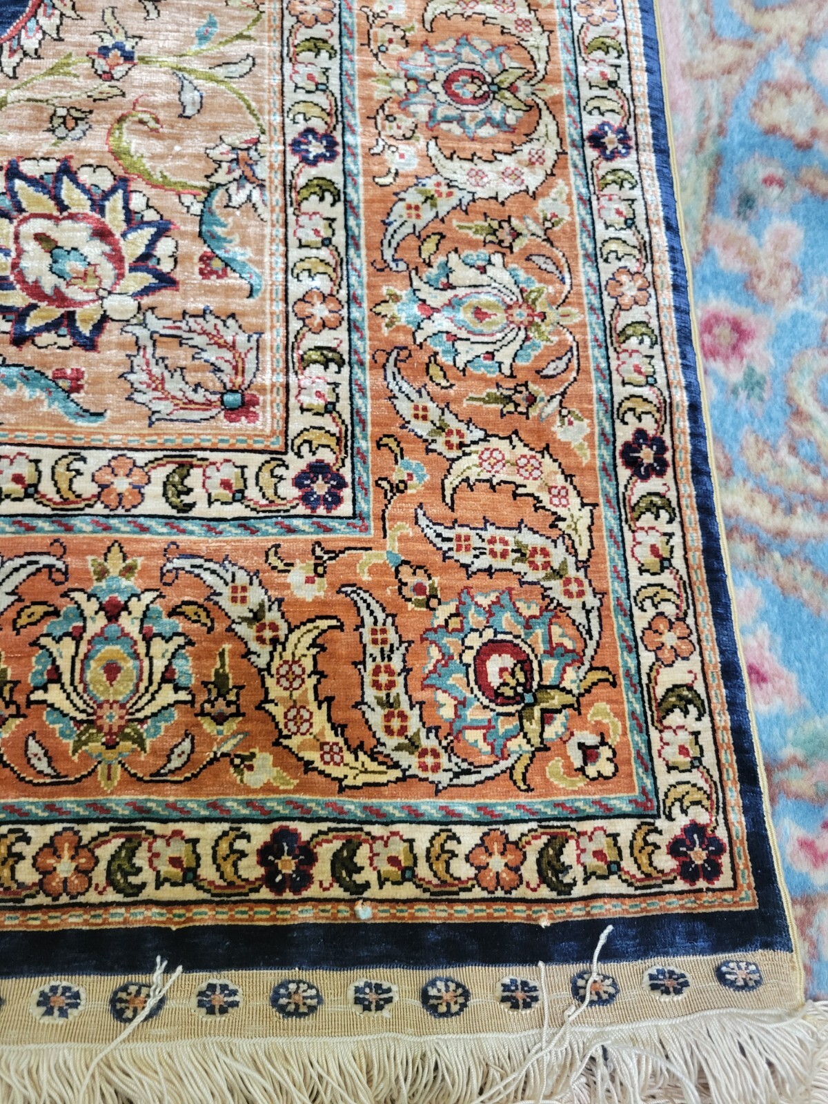 Authentic SIGNED Hand Knotted 100% Silk Turkish Ozpec Hereke Rug 31 1/2” X 58”