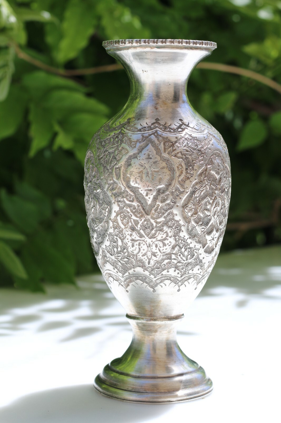 Antique class silver 84 vase handmade Needle engraving Middle Eastern