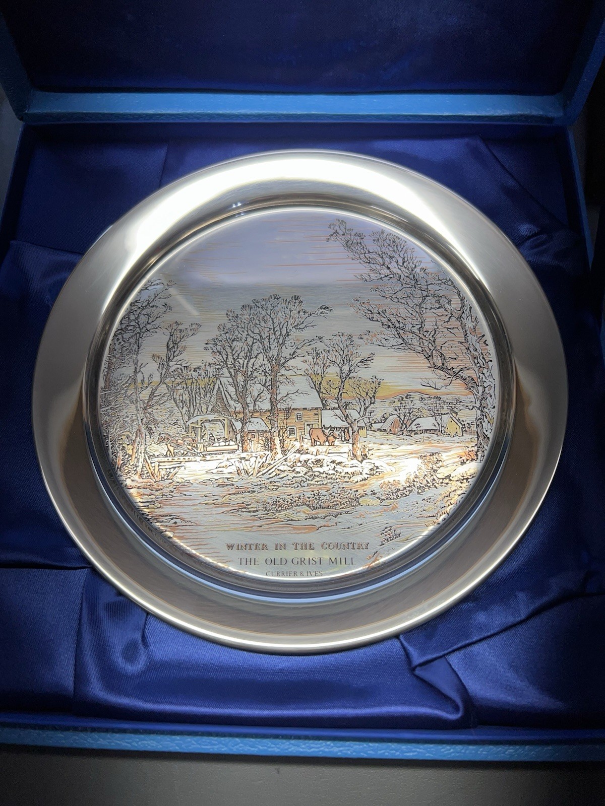 THE DANBURY MINT 1974 THE OLD GRIST MILL STERLING SILVER & 24kt GOLD / SILVER