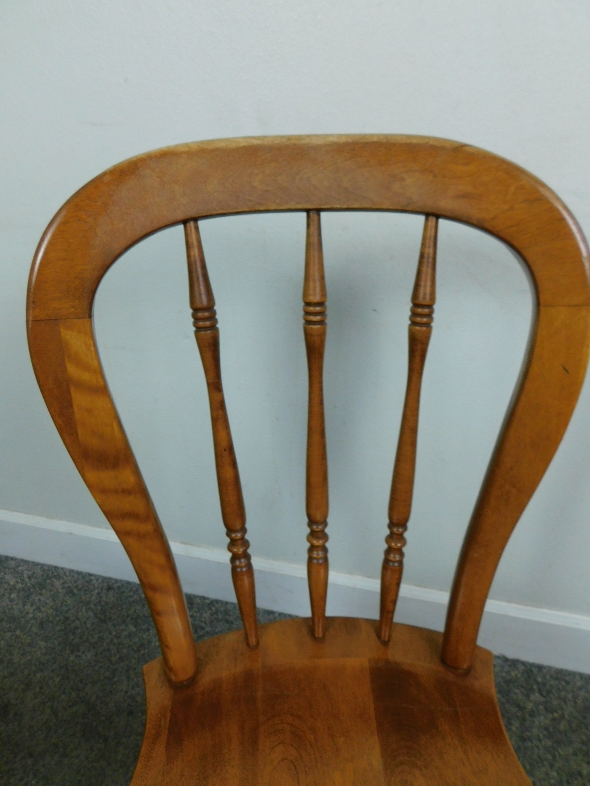 70s Solid Tiger Maple Hoop Back Side Chair Country Caramel Antique Reproduction