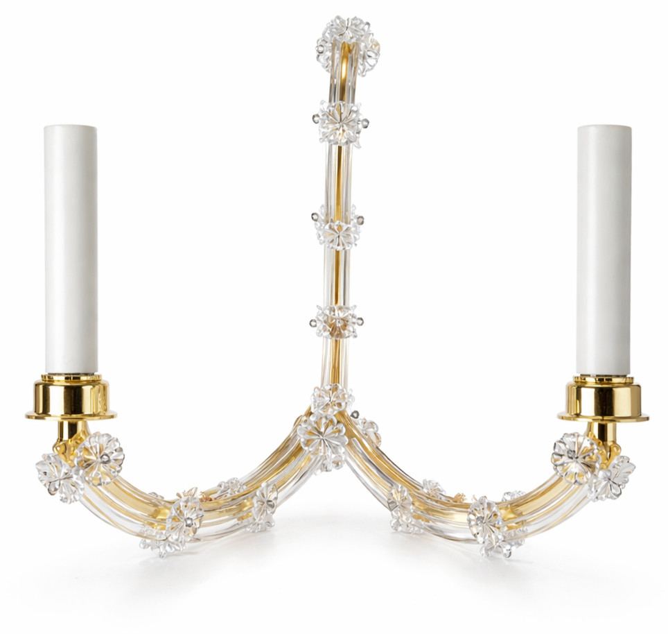 11″ HIgh Victorian Gold Brass Chandelier Candelabra Sconce Floral Vine Arm Gold