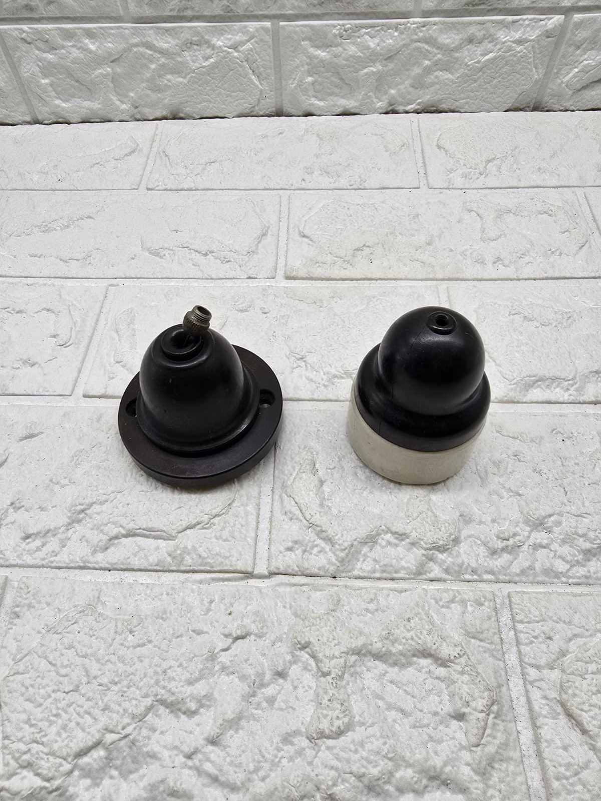 2 1930s Ceiling Pull Light Switches Vitreous Bakelite Brown White 1 Way 2 Way Mk