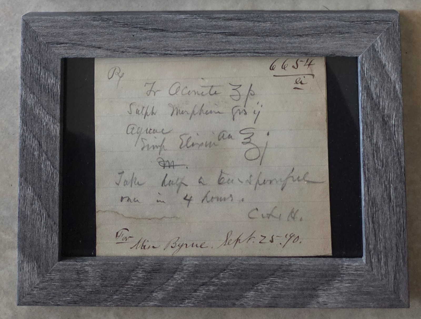 Three Framed 1890 Antique Prescriptions: ERGOT, MORPHINE & SULFONAL (Hypnotic)