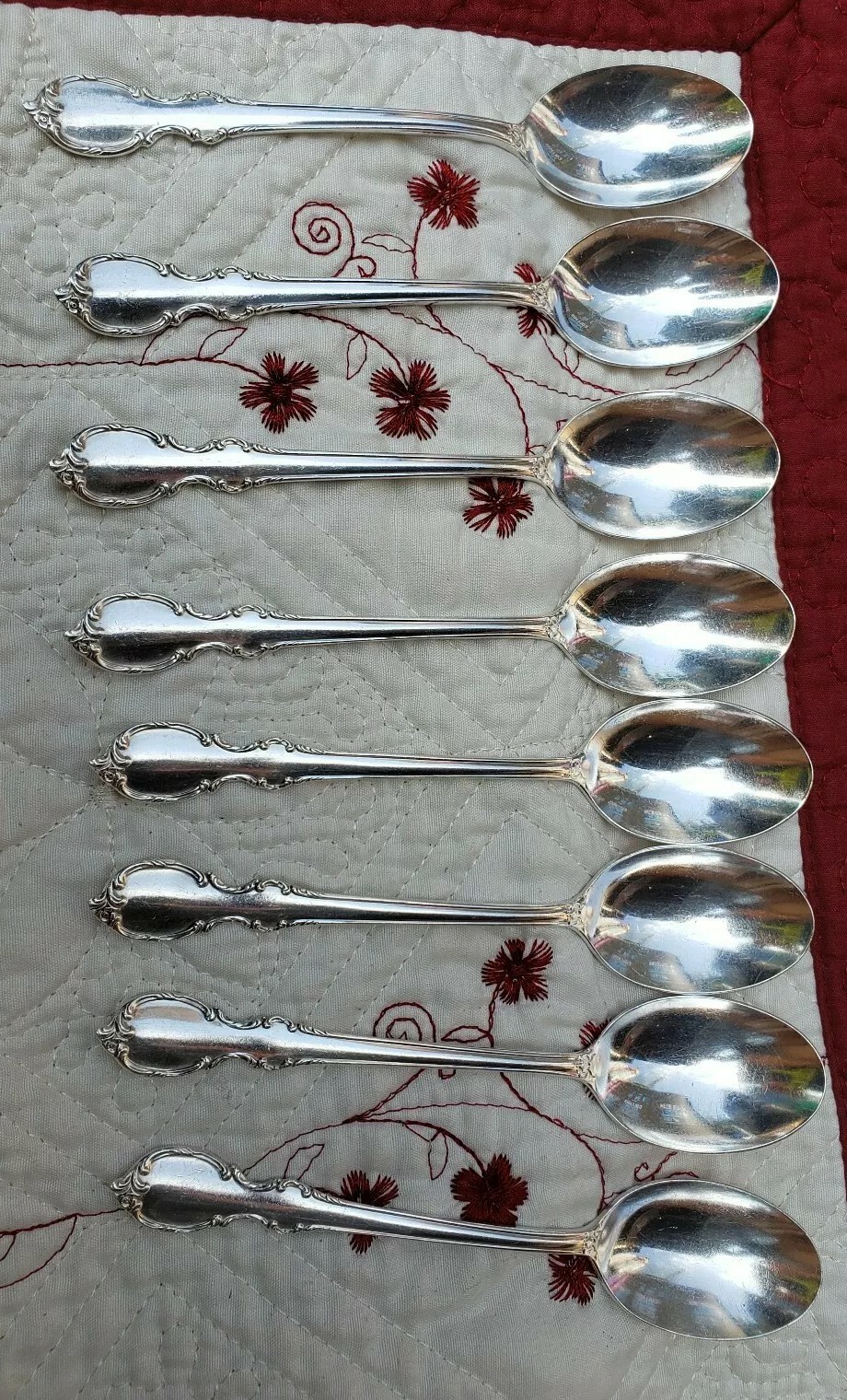 LOT OF 8 MID CENTURY VTG 1959 REFLECTION SILVERPLATE”6 1/8″TEASPOONS /TEA SPOONS