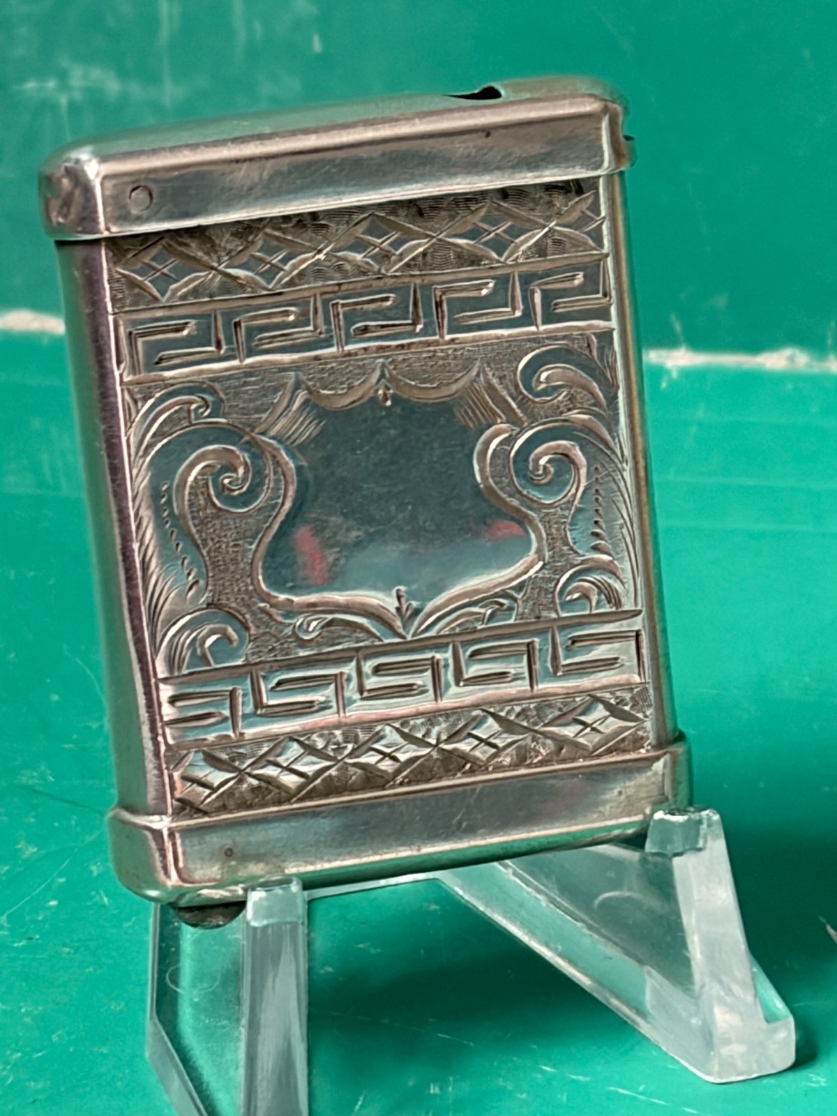UNUSUAL STERLING SILVER PUSH BUTTON WHISTLE VESTA CASE BIRMINGHAM 1879 HASELER