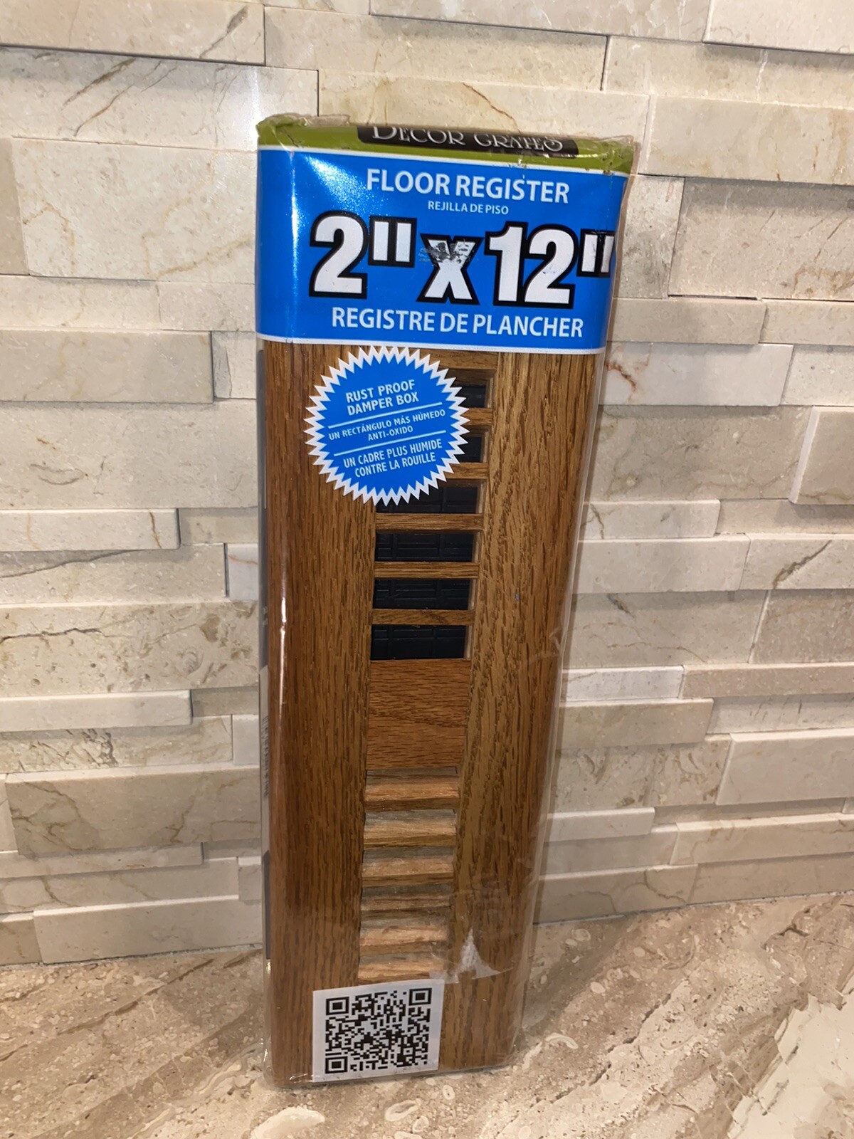 DECOR GRATES SOLID OAK MEDIUM WL212-M FLOOR REGISTER 2″ X 12″