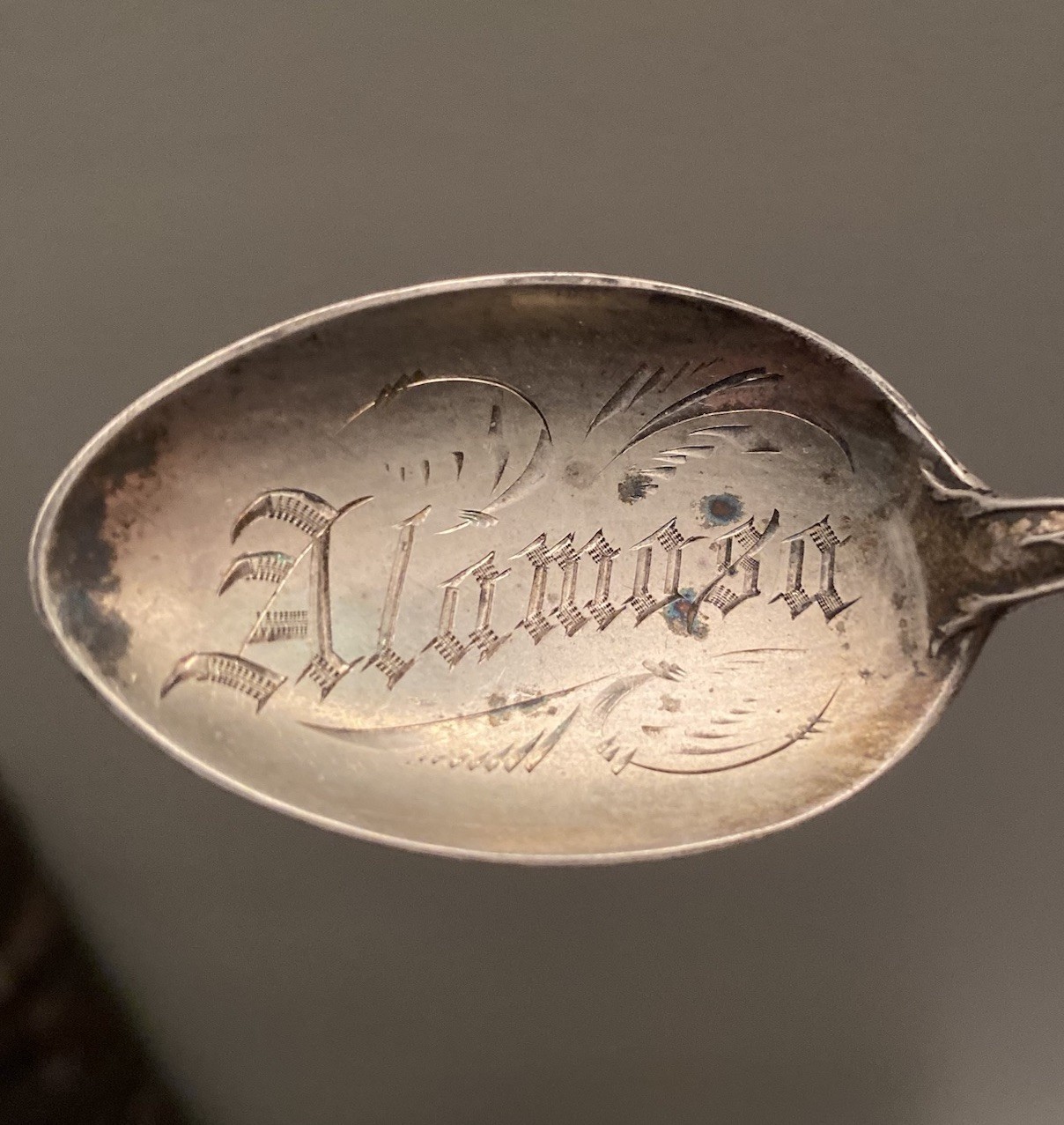 Alamosa Colorado CO Sterling Silver Souvenir Spoon Native American Indian Mining