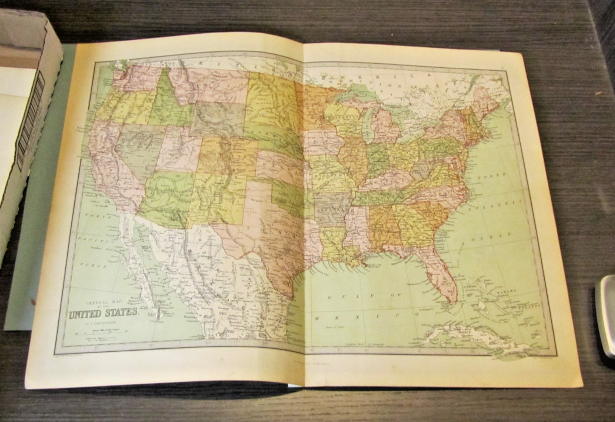 1873 Bartholomew United States Map Dakota Indian Territory Texas Antique Color