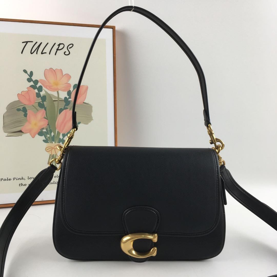 COACH C4823 Leather Soft Tabby Shoulder Bag 2 Way Crossbody Black NEW #ZJ