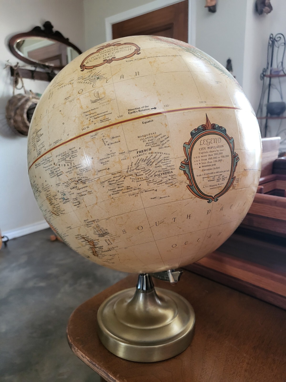 Vintage Replogle 12″ Diameter Raised Relief Rotating World Classic Cart DONOVAN