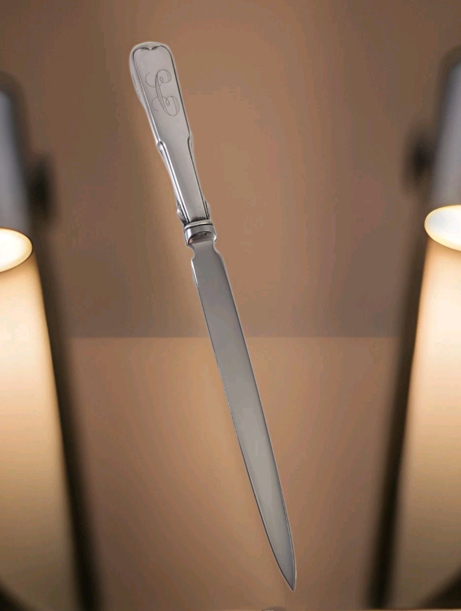 Webster Sterling Silver Letter Opener 7 3/8″ England Stainless Blade Monogram C