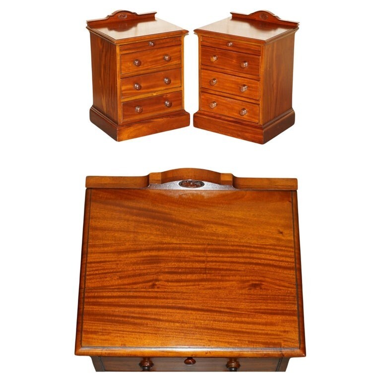 PAIR OF VINTAGE FLAMED MAHOGANY BEDSIDE TABLE NIGHTSTAND DRAWERS PART SUITE