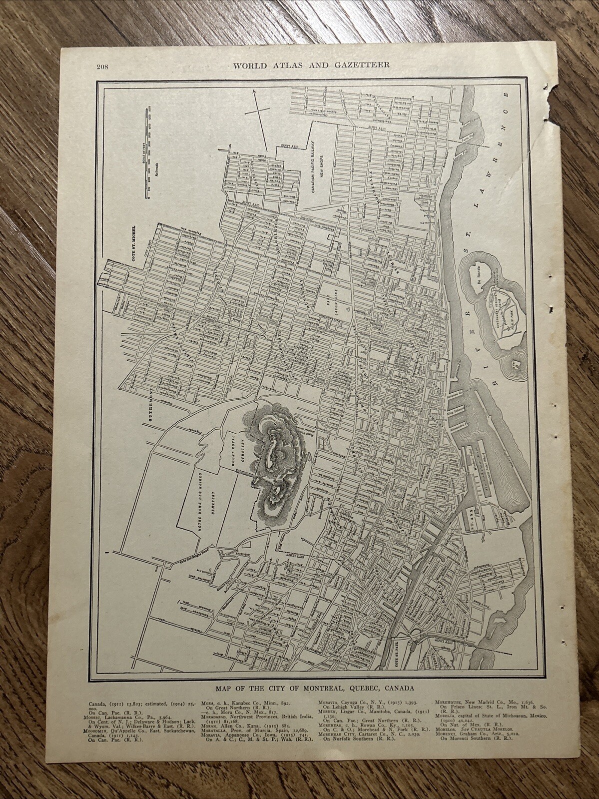 Antique Original 1919 Map of Montreal Quebec Canada 15 x 11 inches