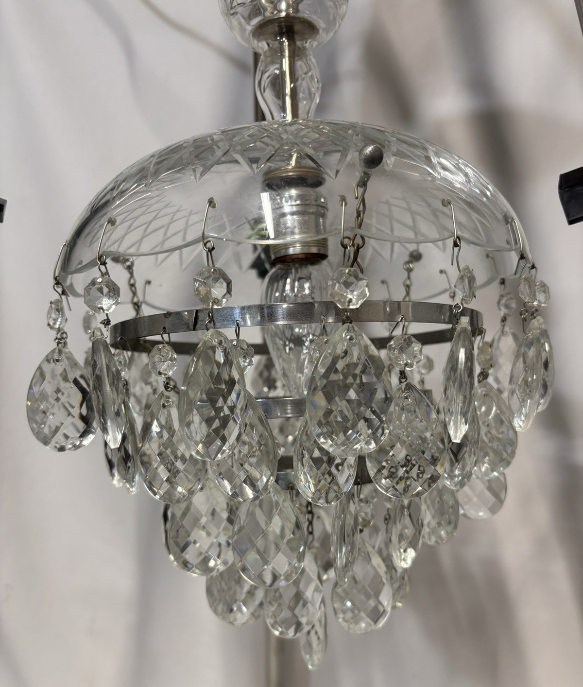 4 Tier Wedding Cake Crystal Flush Mount Waterfall Chandelier Vintage 20″ X 10″