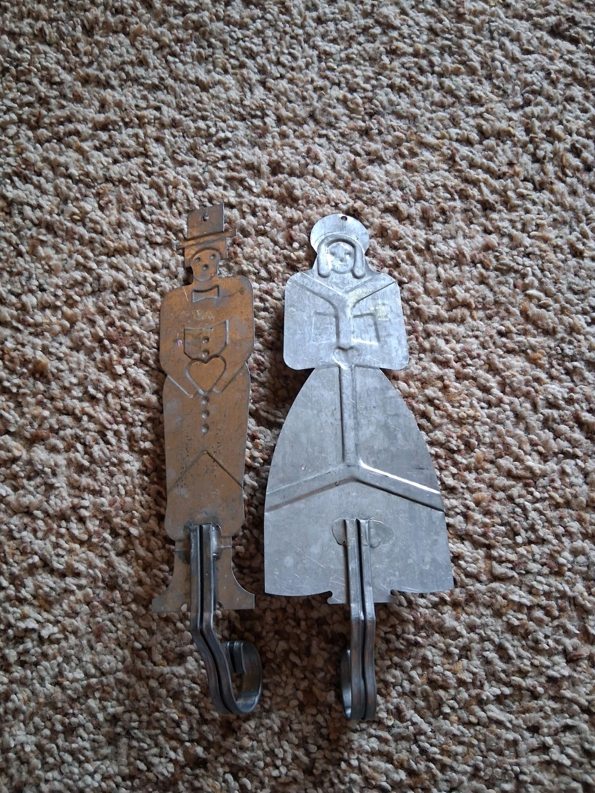 Vintage 1940’s Tin Pilgrim Wall Hooks