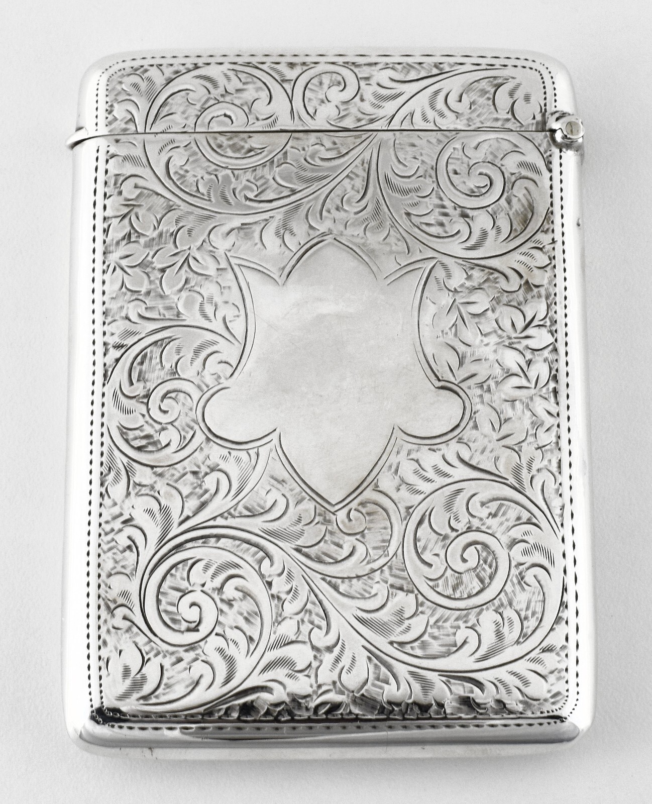 Antique George V Solid Silver Card Case, Birmingham, 1913