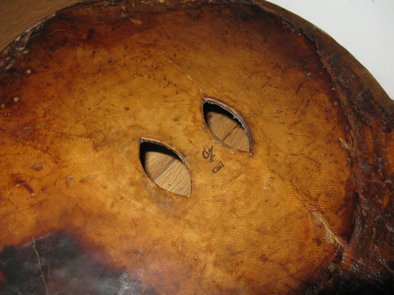 Antique Vintage 1800s Large Stackable Round Chinese Leather Hat Box 19th Century