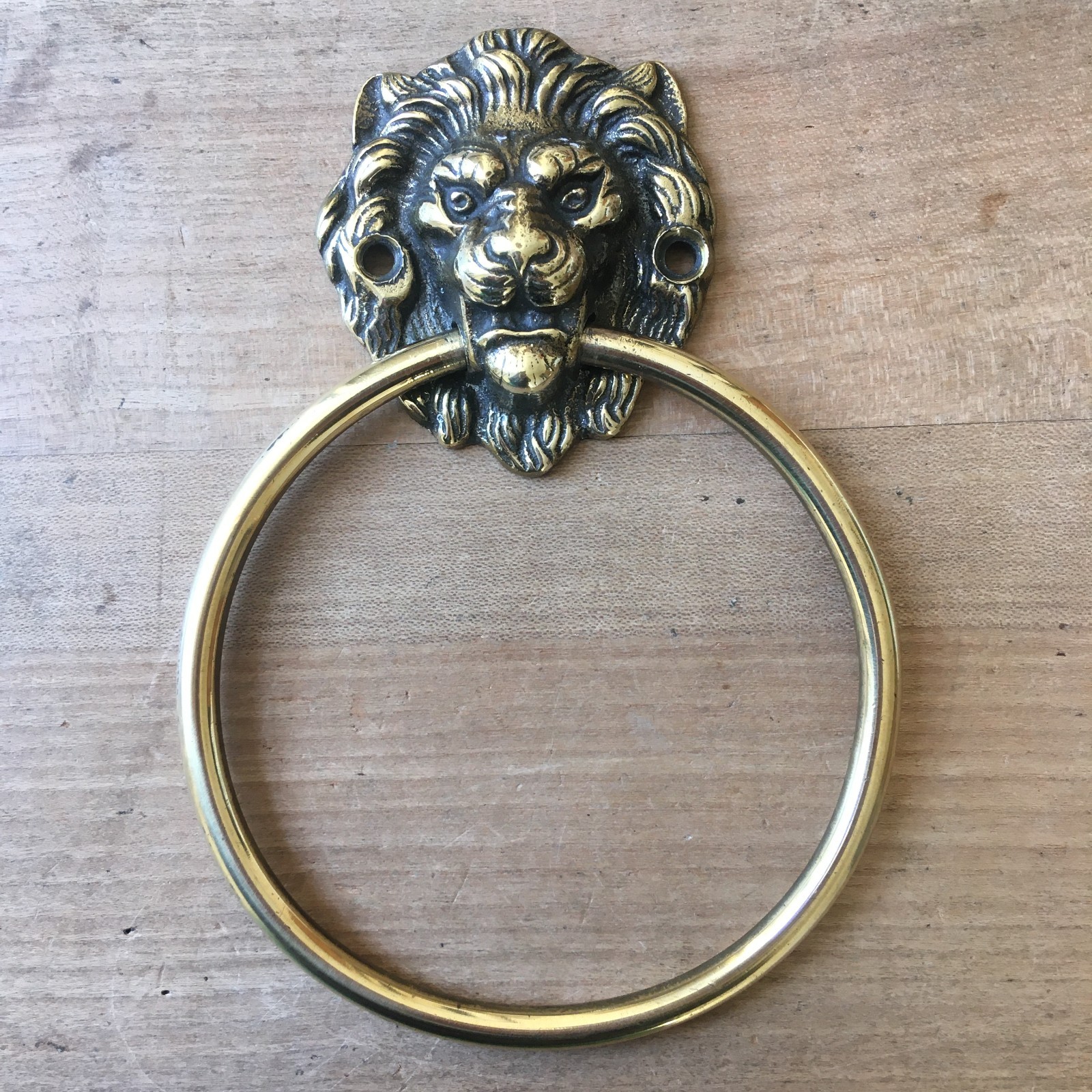 Brass Vintage Lion Towel Ring Hanger – Fully Restored