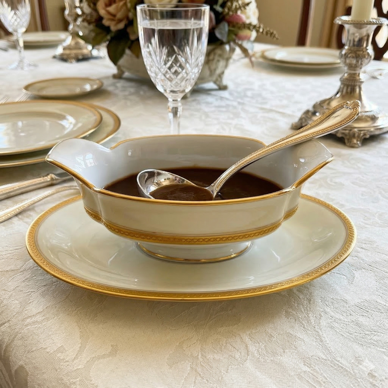 Antique Haviland Limoges France Serving Set Trio, Gold Rim Porcelain – PRISTINE!