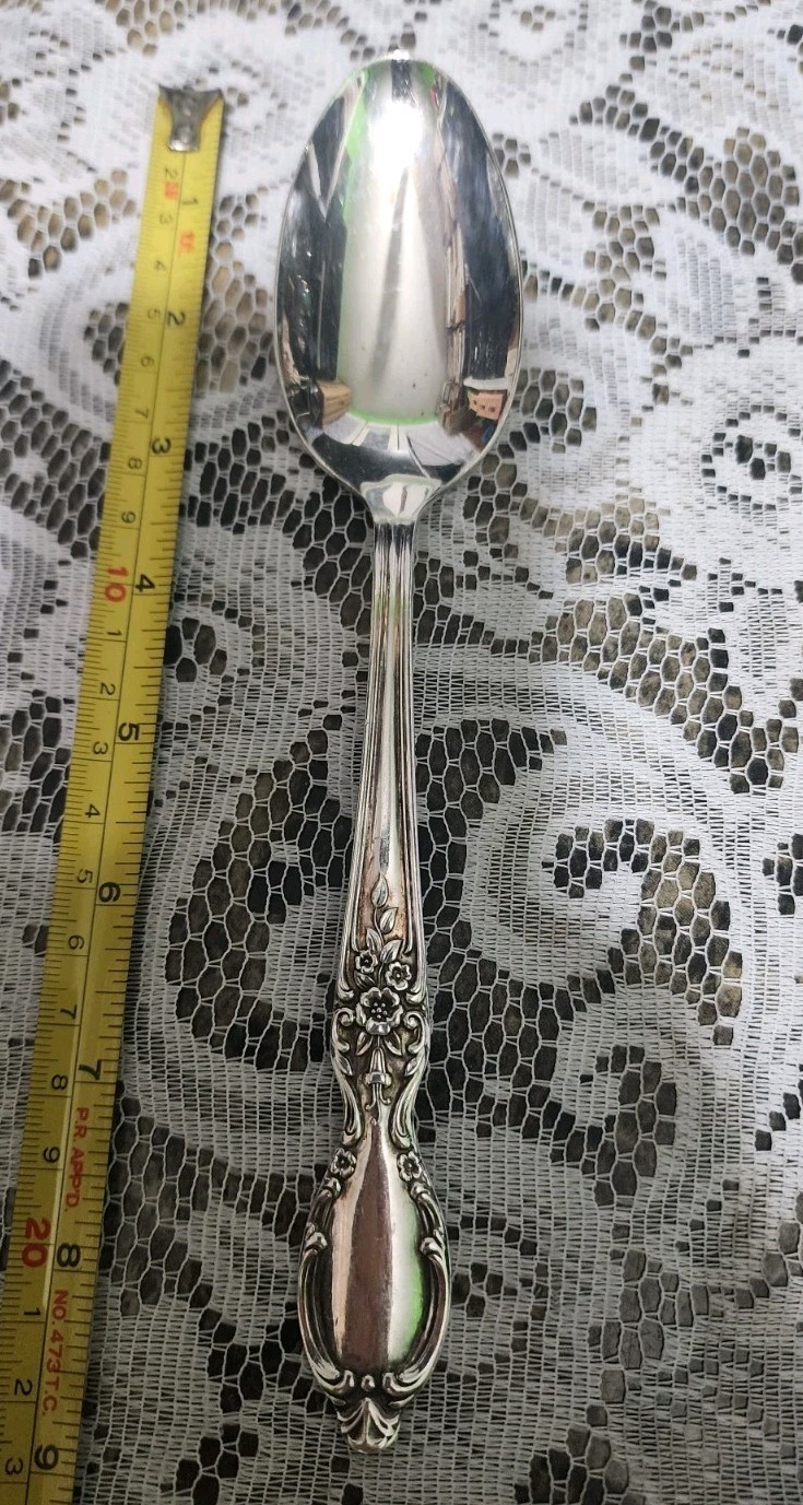 ✅ MID-CENTURY c1954 VICTORIAN ROSE 🌹 SILVERPLATED TABLE SERVING SPOON 🍲🥄