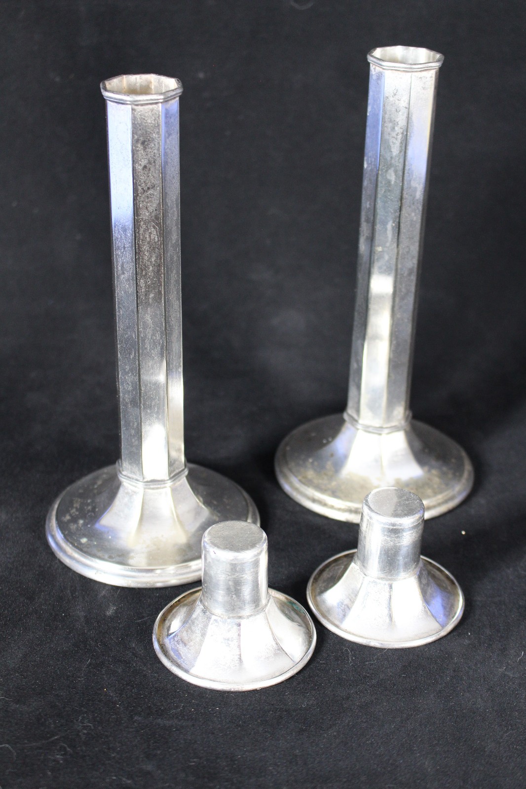 Pairpoint Art Deco Sterling Silver Plated Candle Stick Holders 8 1/2″ 1930’s