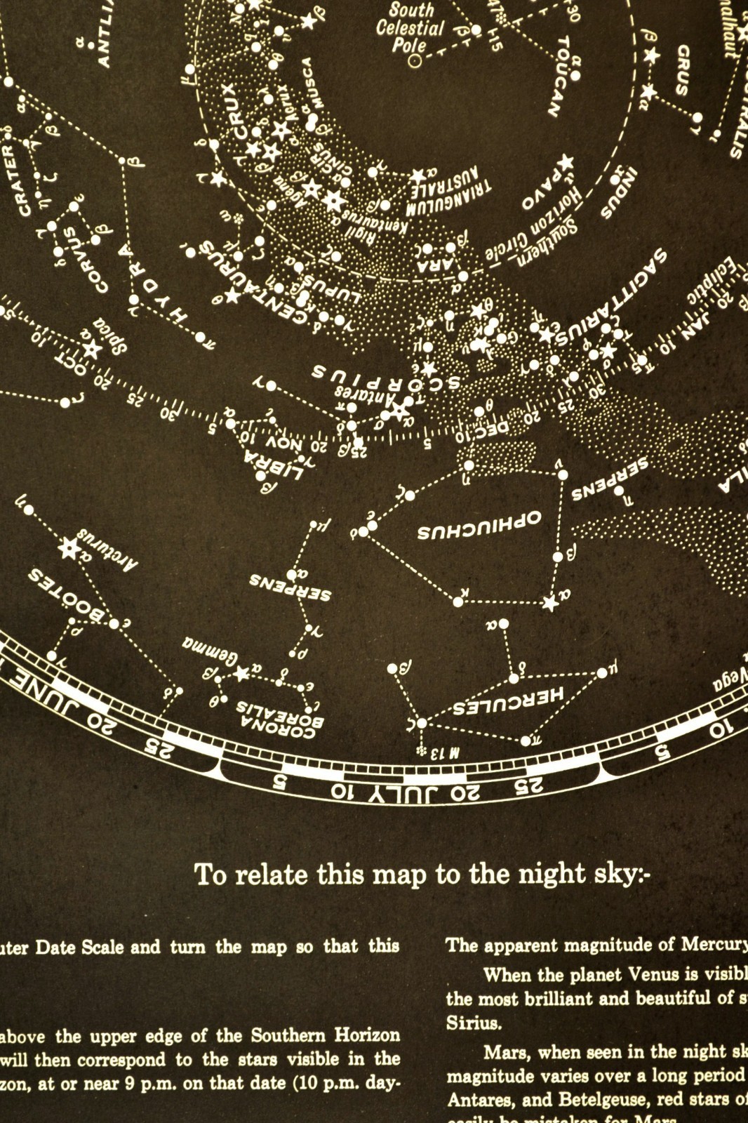 Vintage Star Map Zodiac Chart Celestial Diagram Astrological Constellation